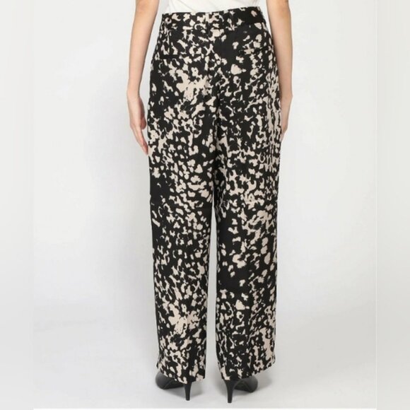 NWT Banana Republic Factory Pants Relaxed Trouser Black Off-White Abstract Sz 14 - Picture 4 of 12